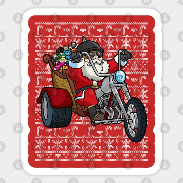 Santa on 2025 motorcycle sweater